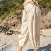 Women Cotton Yoga Pants White -Soma