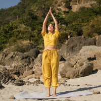Women Cotton Yoga Top Yellow -Soma