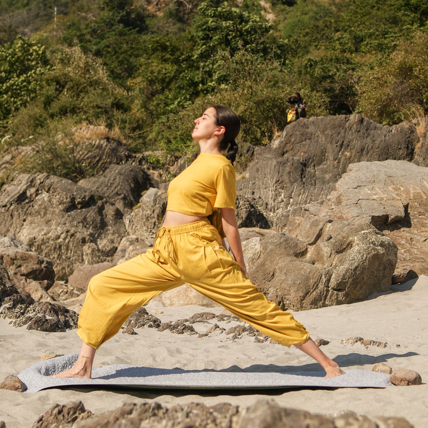 Women Cotton Yoga Pants Yellow -Soma