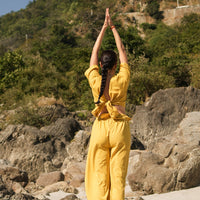 Women Cotton Yoga Top Yellow -Soma