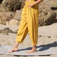 Women Cotton Yoga Pants and Yoga Top Yellow -Soma