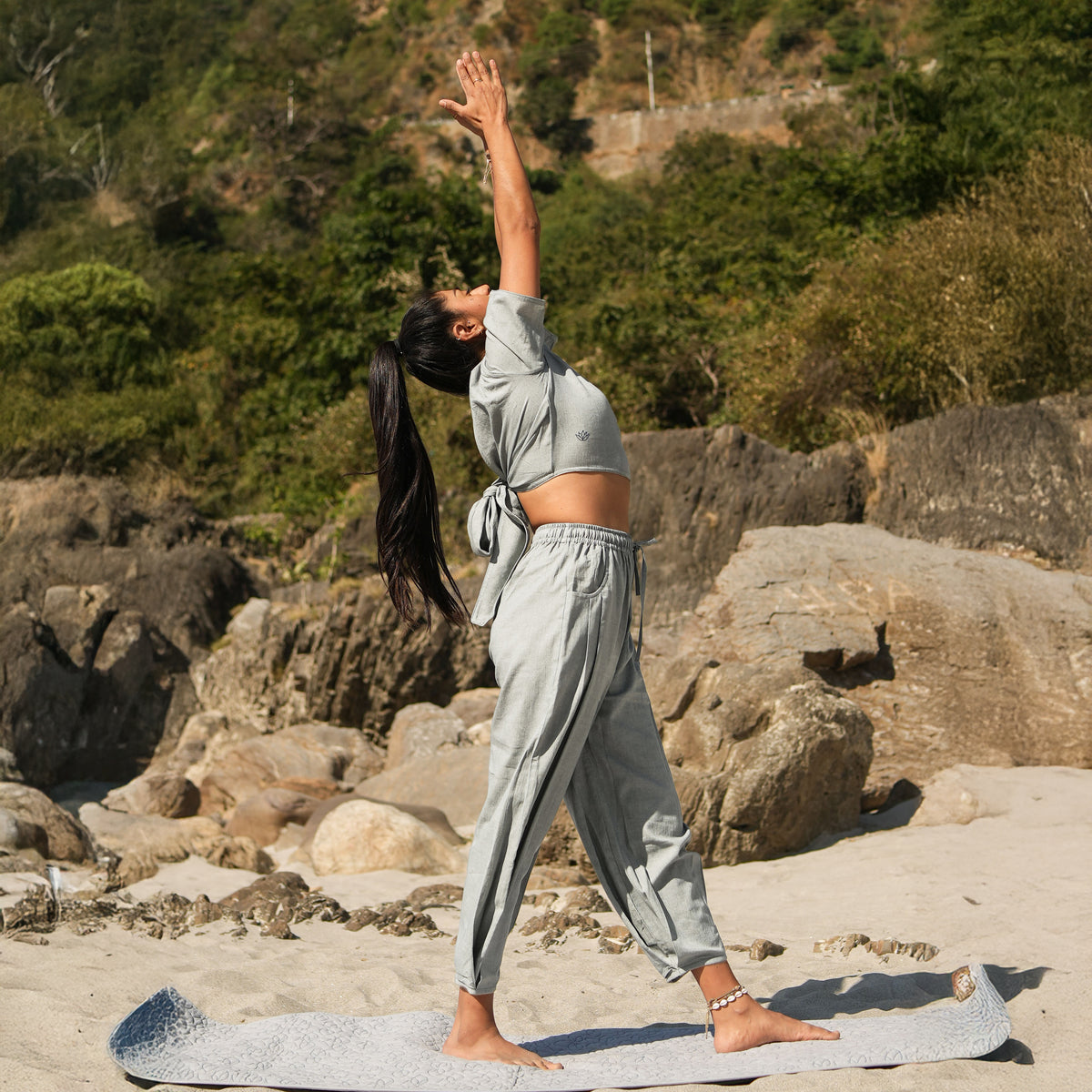 Women Cotton Yoga Pants Grey -Soma — view 6