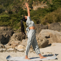 Women Cotton Yoga Pants Grey -Soma