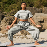 Women Cotton Yoga Pants Grey -Soma
