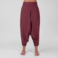 Women 100% Cotton Zero Waste Cotton Yoga Harem Pants and Yoga Top Set - In Rose Pink