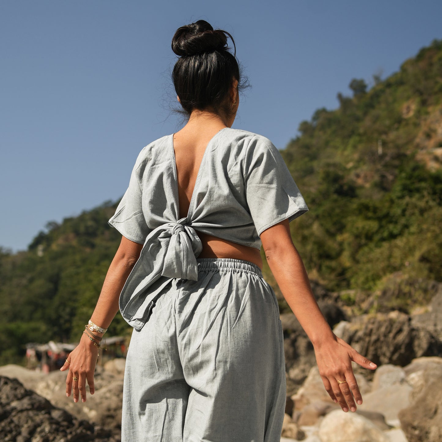 Women Cotton Yoga Pants Grey -Soma