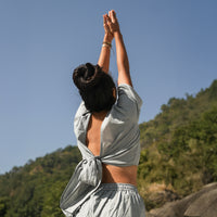 Women Cotton Yoga Top Grey -Soma