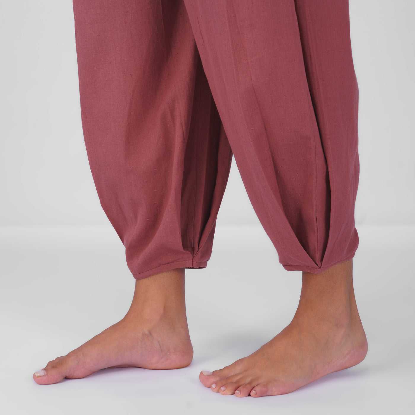 Sukha Yoga Set of 2 (Top & Pants) in 100% Cotton Sleeveless Round Neck Crop Top with Side Tie with baggy fit pants for comfort - Rose Pink — view 5