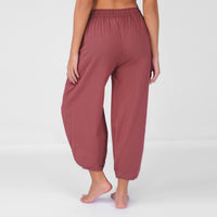 Sukha Yoga Set of 2 (Top & Pants) in 100% Cotton Sleeveless Round Neck Crop Top with Side Tie with baggy fit pants for comfort - Rose Pink