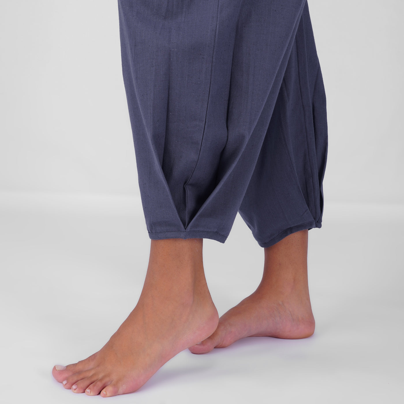 Sukha Yoga Set of 2 (Top & Pants) in 100% Cotton Sleeveless Round Neck Crop Top with Side Tie with baggy fit pants for comfort - Celtic Blue — view 5