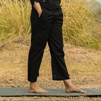 Women Cotton Yoga Pants Black -Chandra