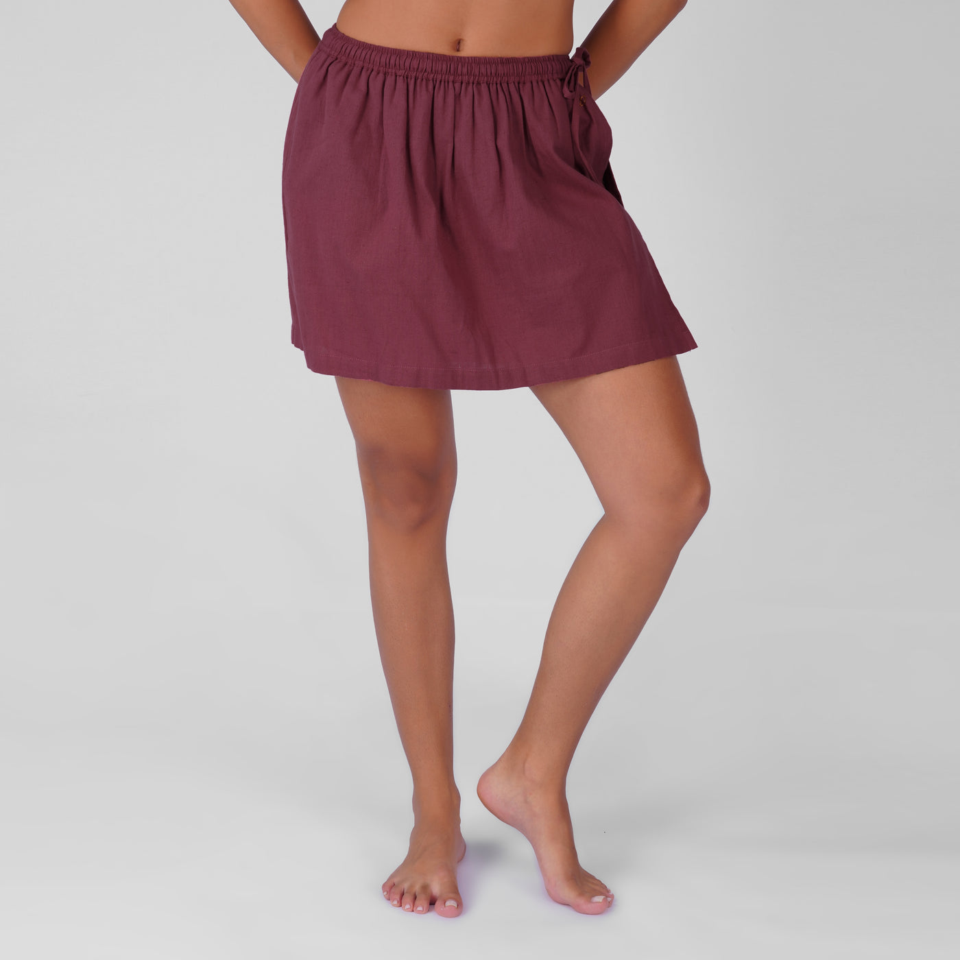Isha Yoga Pants (Skort) and Top in Rose Pink 100% Cotton V-neck sleeveless vest and skort with half elasticed waistband — view 6