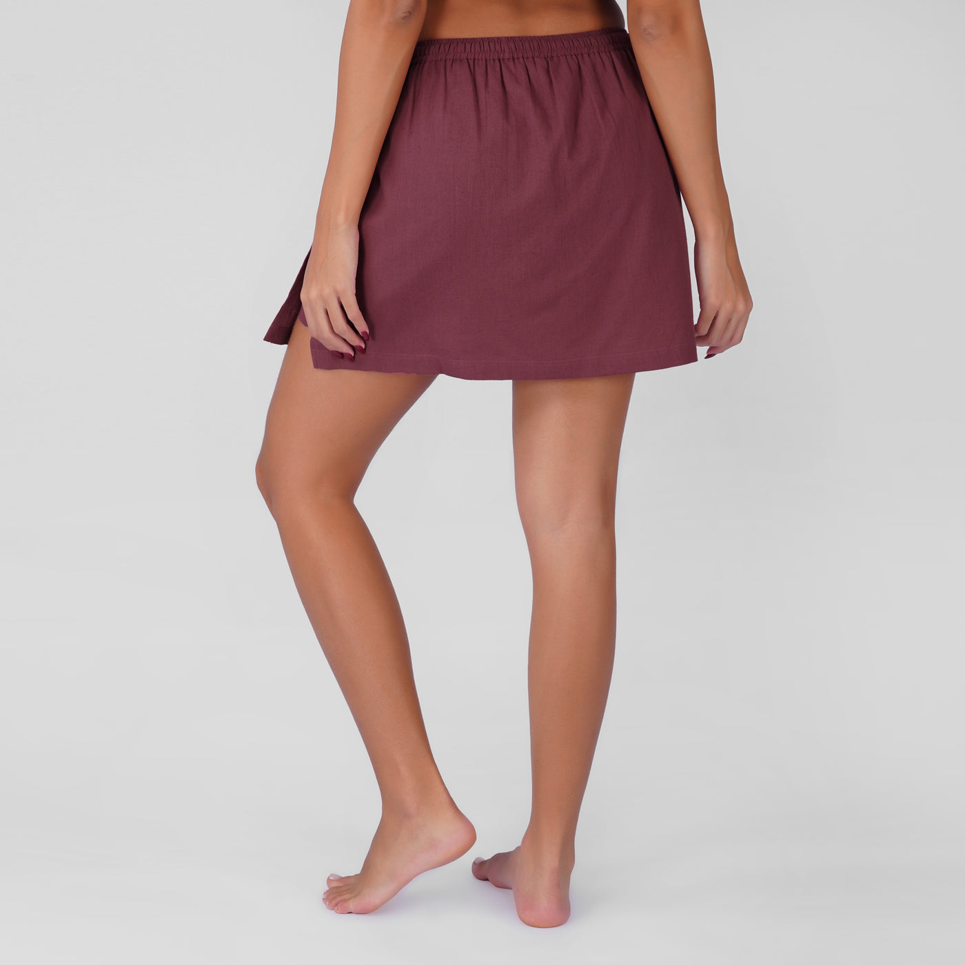 Isha Yoga Pants (Skort) and Top in Rose Pink 100% Cotton V-neck sleeveless vest and skort with half elasticed waistband — view 7