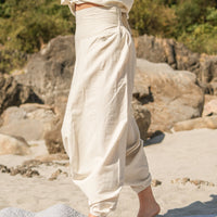 Women Zero Waste Cotton Yoga Pants White -Shwet