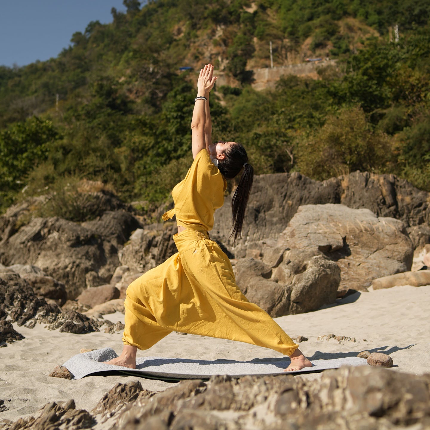 Women Zero Waste Cotton Yoga Pants Yellow -Shwet