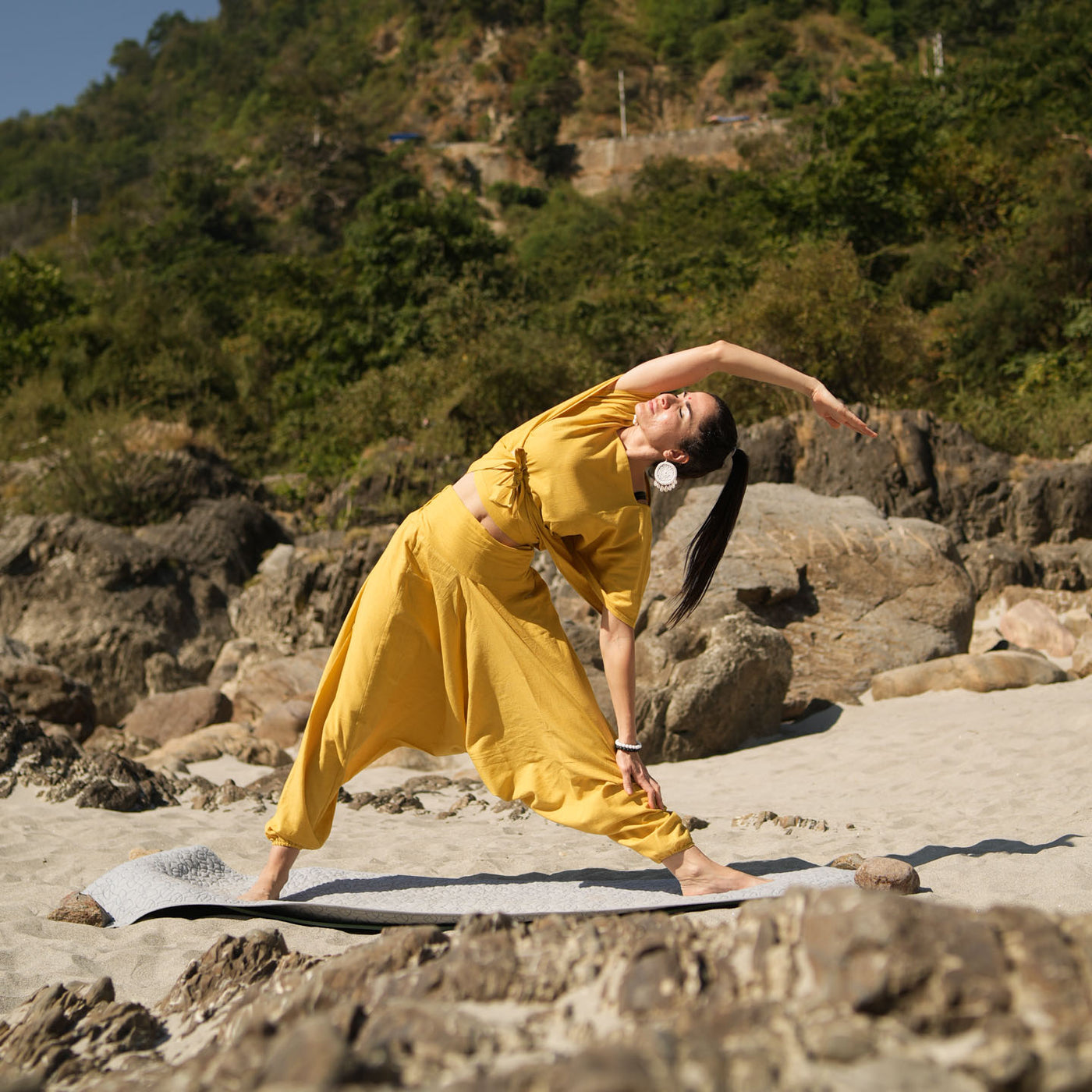 Women Zero Waste Cotton Yoga Pants Yellow -Shwet — view 11