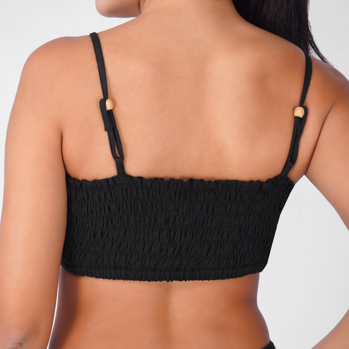 Prana Yoga Top 100% Cotton Bralette Top Elasticised Back for Comfortable Fit - Black — view 4