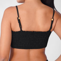 Prana Yoga Top 100% Cotton Bralette Top Elasticised Back for Comfortable Fit - Black