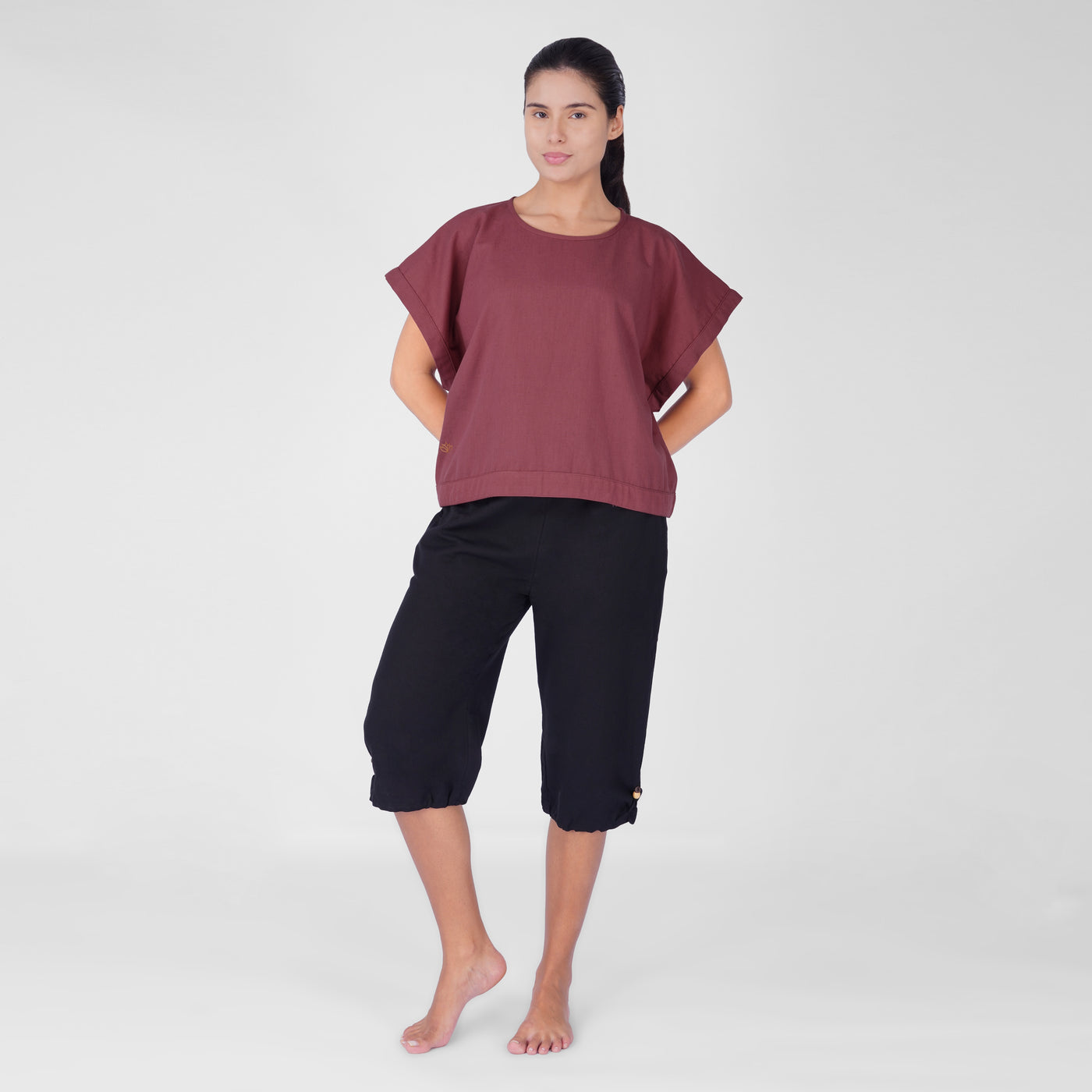 Saral Yoga Top 100% Cotton Sleeveless Top with Open Back for Cover Up - In Rose Pink — view 1
