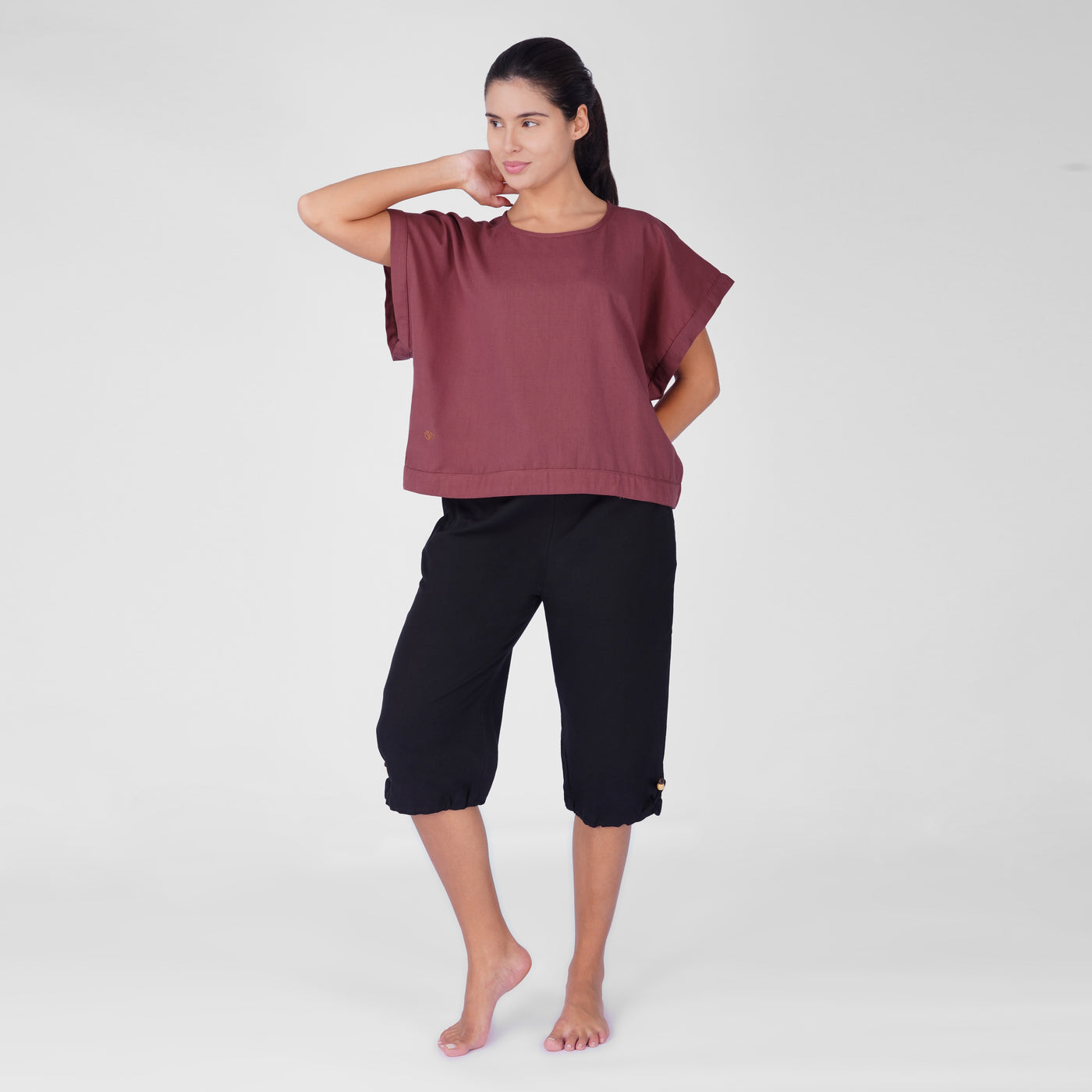 Saral Yoga Top 100% Cotton Sleeveless Top with Open Back for Cover Up - In Rose Pink — view 3
