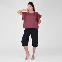 Saral Yoga Top 100% Cotton Sleeveless Top with Open Back for Cover Up - In Rose Pink
