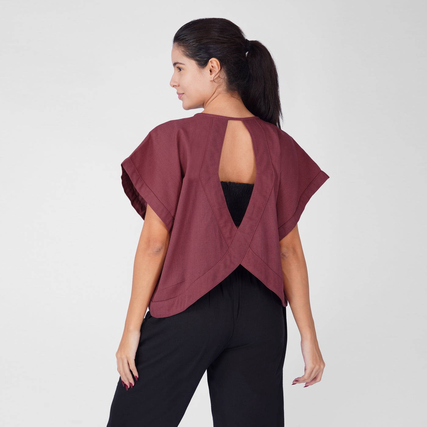 Saral Yoga Top 100% Cotton Sleeveless Top with Open Back for Cover Up - In Rose Pink — view 7