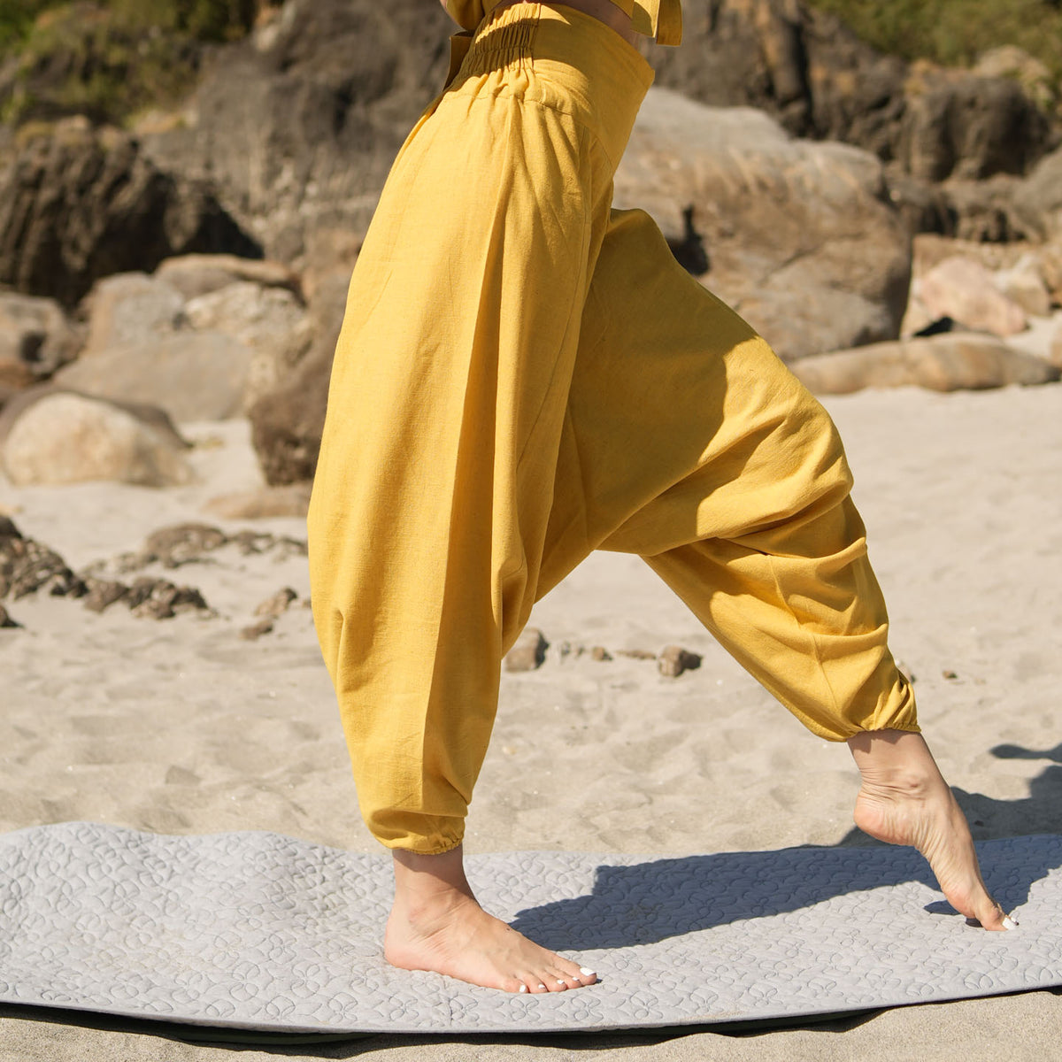 Women Zero Waste Cotton Yoga Pants Yellow -Shwet — view 7