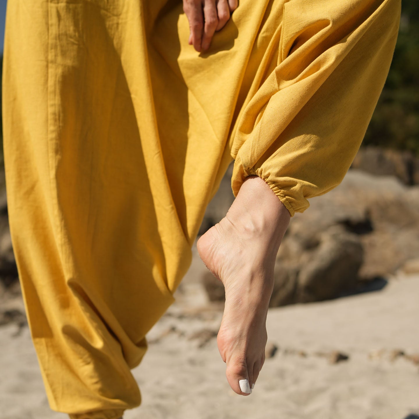 Women Zero Waste Cotton Yoga Pants Yellow -Shwet