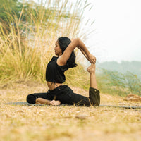 Women Cotton Yoga Pants Black -Ananda