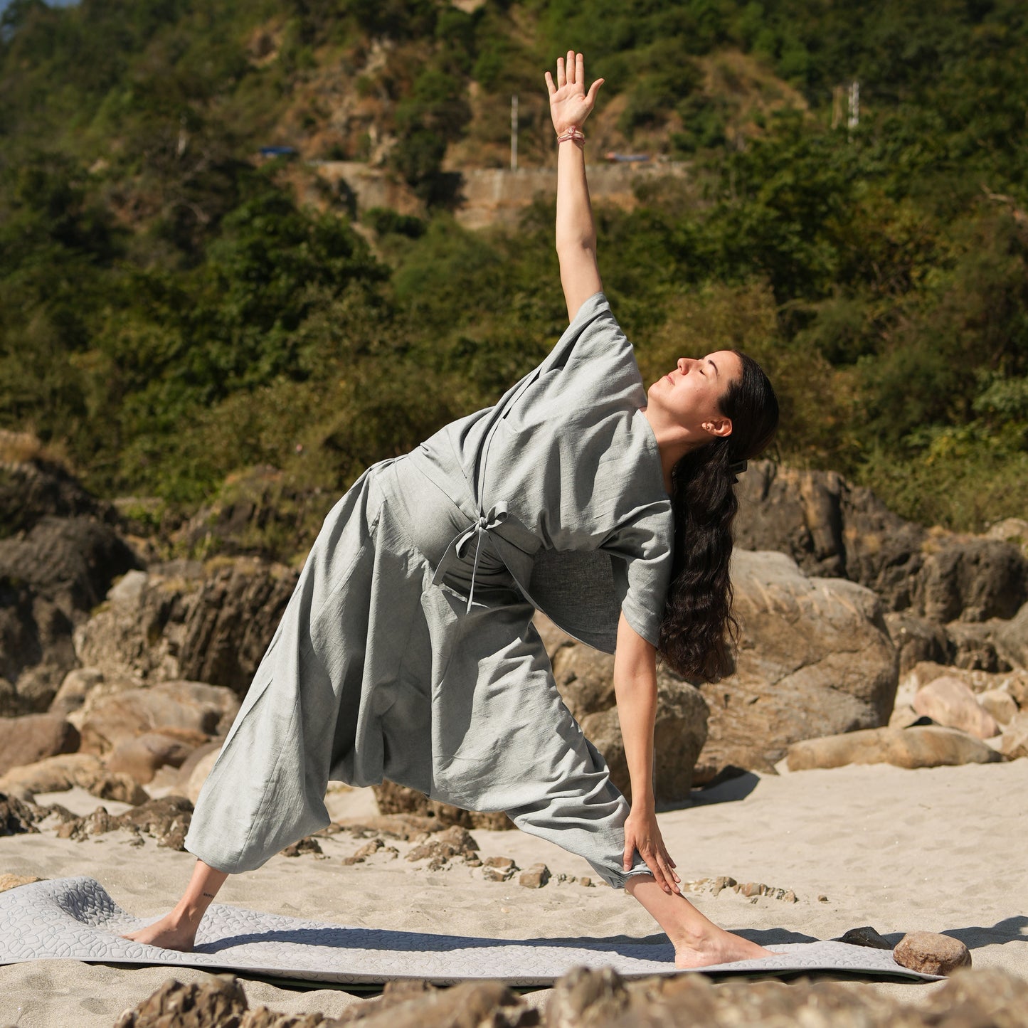 Women Zero Waste Cotton Yoga Pants Grey -Shwet