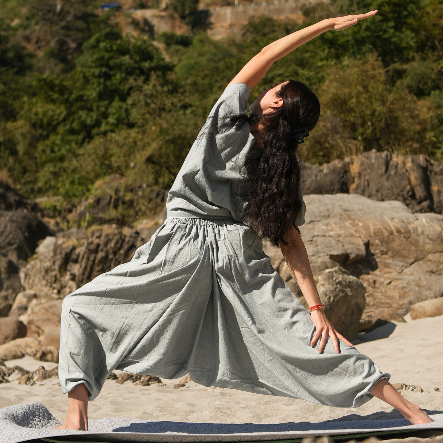 Women Zero Waste Cotton Yoga Pants Grey -Shwet