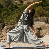 Women Zero Waste Cotton Yoga Top Grey -Shwet