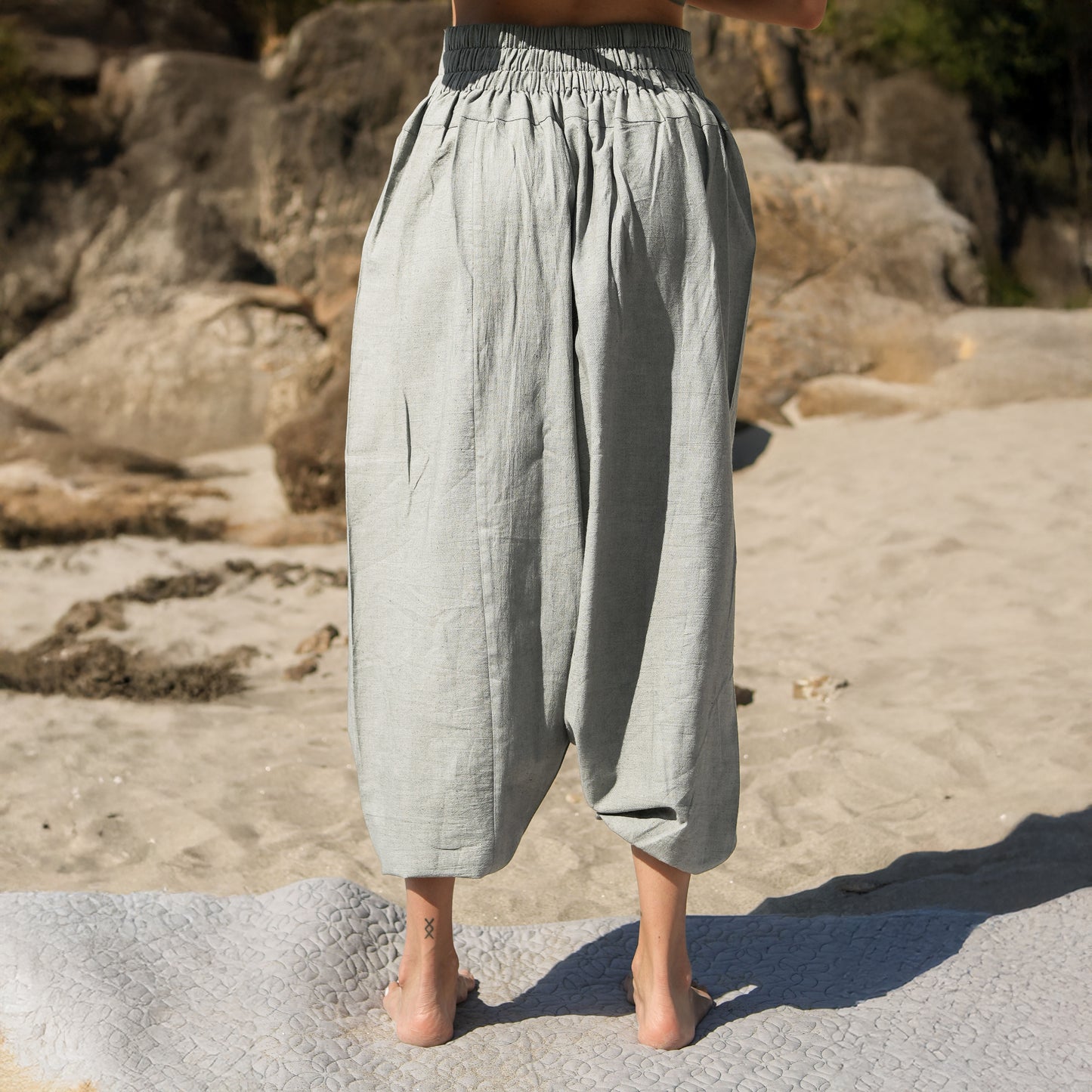 Women Zero Waste Cotton Yoga Pants Grey -Shwet