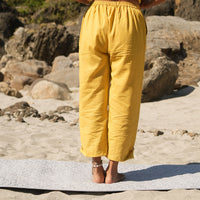 Women Cotton Yoga Pants and Yoga Top Set Yellow -Ananda