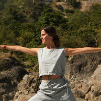 Women Cotton Yoga Crop Top Women Grey -Ananda