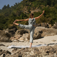Women Cotton Yoga Pants and Yoga Top Set Grey -Ananda