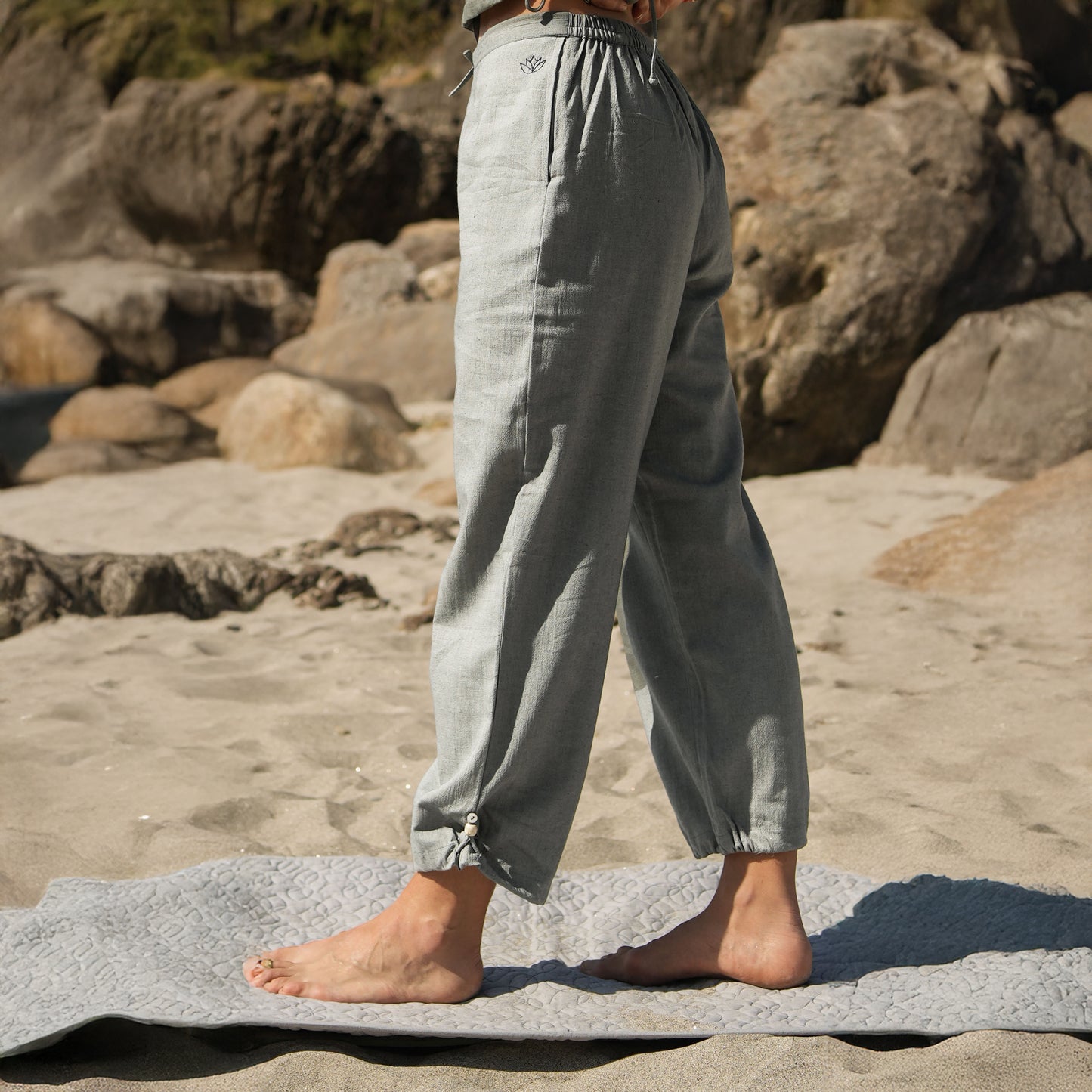 Women Cotton Yoga Pants and Yoga Top Set Grey -Ananda