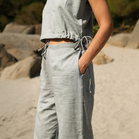 Women Cotton Yoga Pants and Yoga Top Set Grey -Ananda