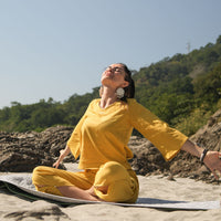 Women Cotton Yoga Top Women Yellow -Surya