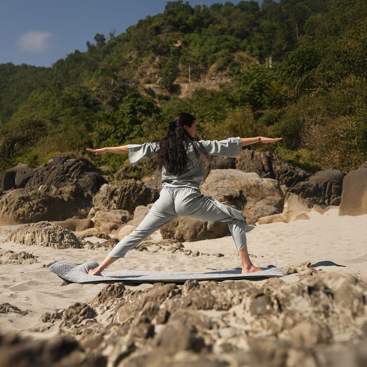 Women Cotton Dhoti Yoga Pants Grey -Surya