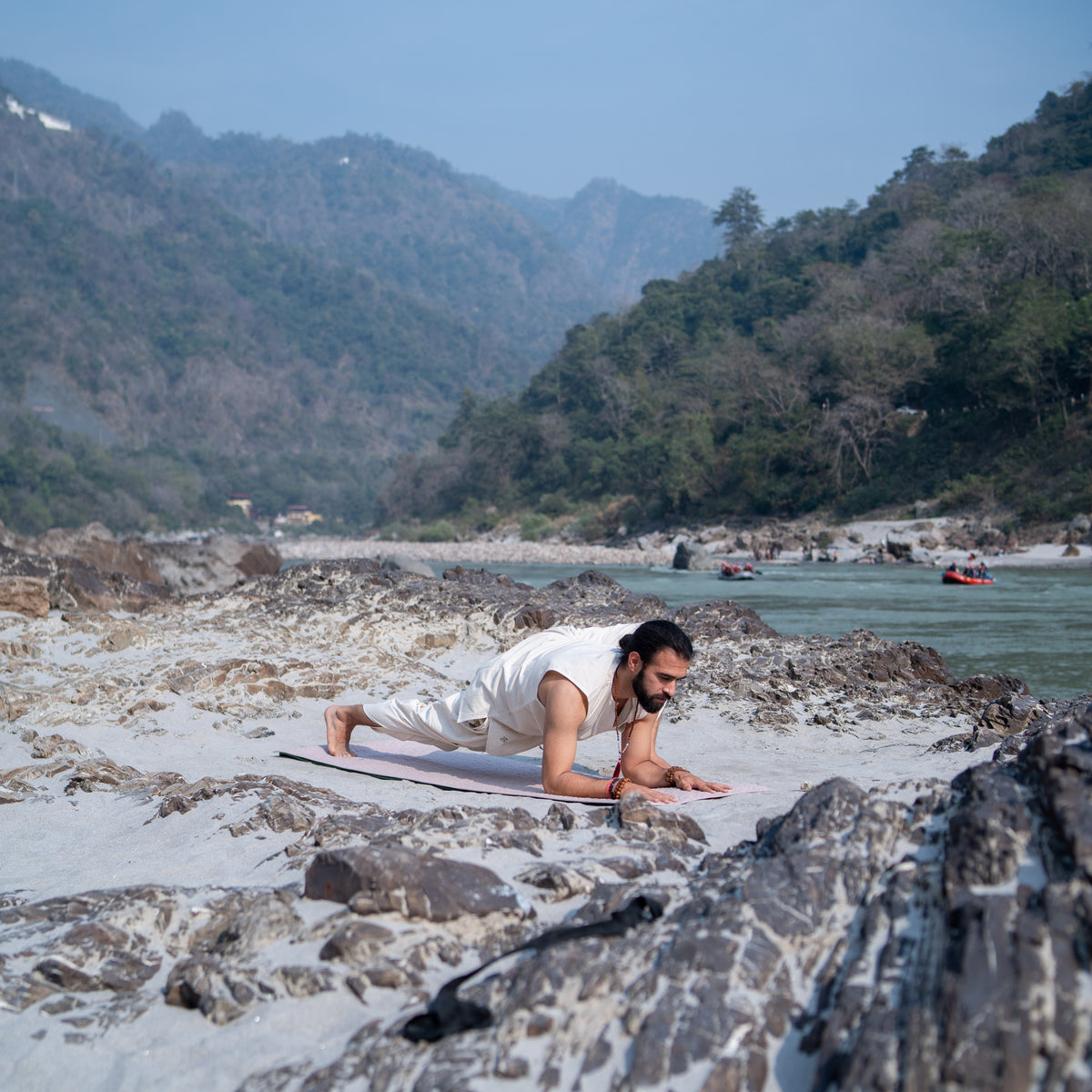 Men Cotton Yoga Pants White -Rajas — view 8