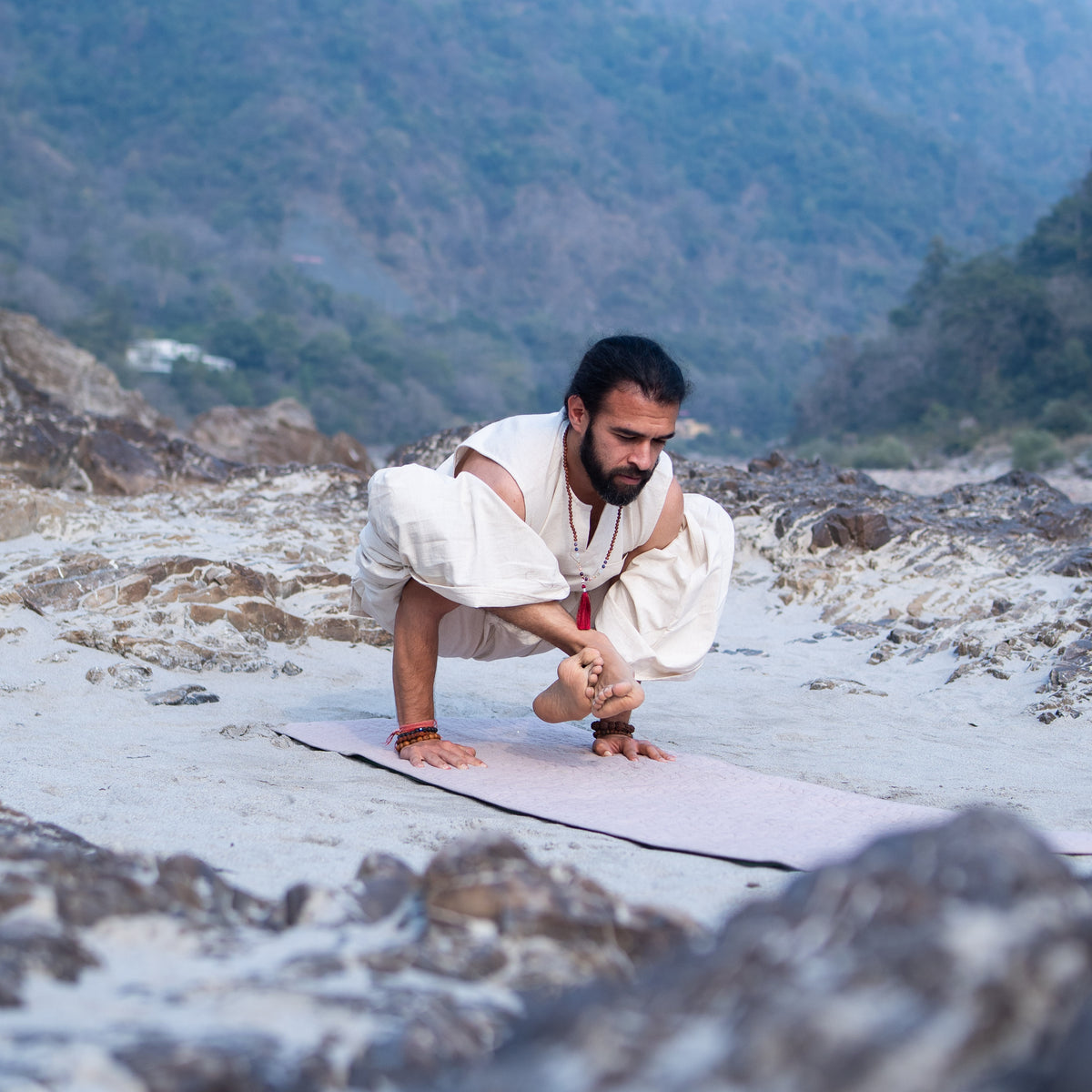 Men Cotton Yoga Pants White -Rajas — view 11
