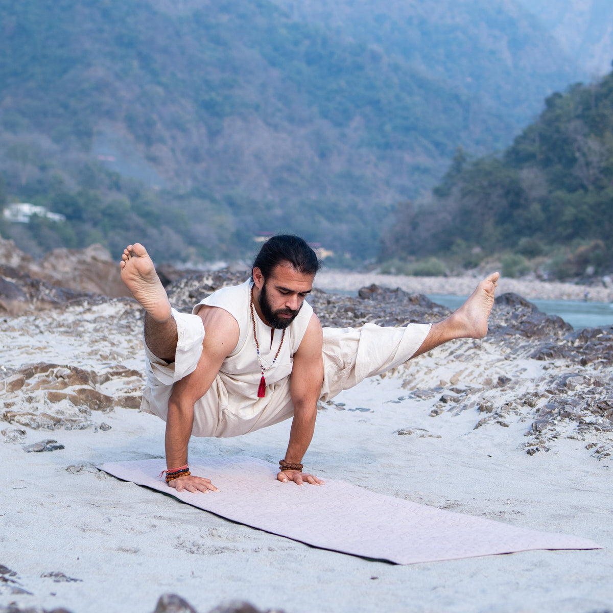 Men Cotton Yoga Pants White -Rajas — view 12