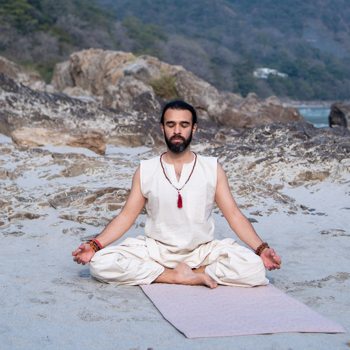 Men Cotton Yoga Pants White -Rajas — view 14