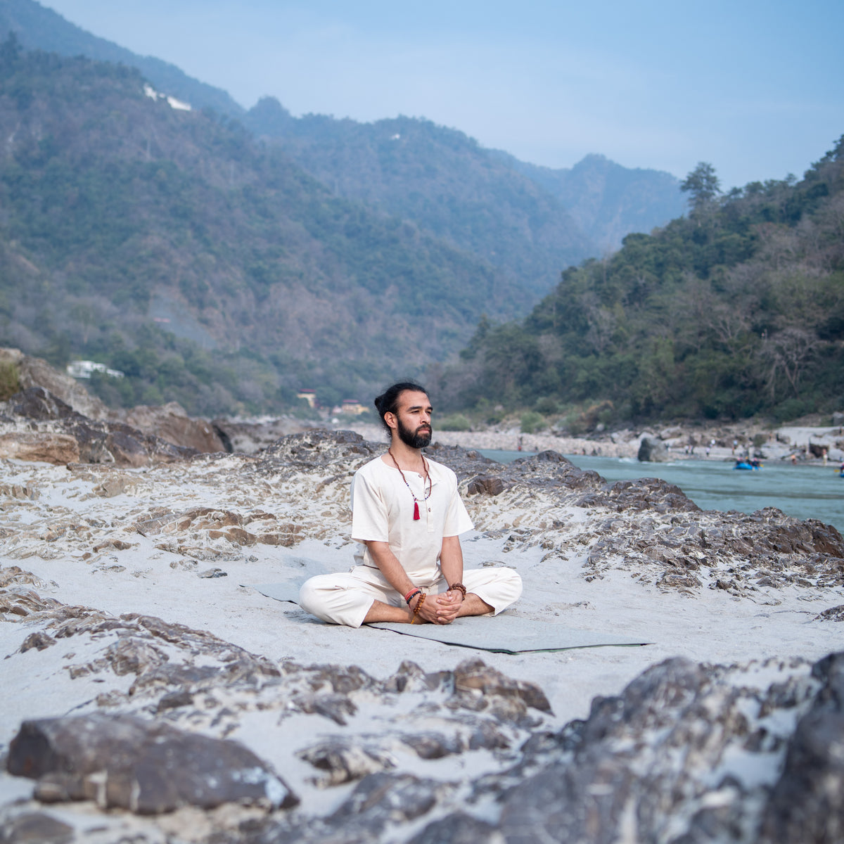 Men Cotton Yoga Pants White -Sattva — view 9