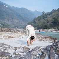 Women Cotton Yoga Pants and Yoga Top Set White -Chandra