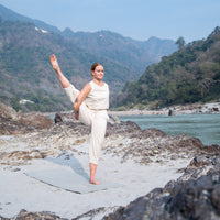 Women Cotton Yoga Pants and Yoga Top Set White -Ananda