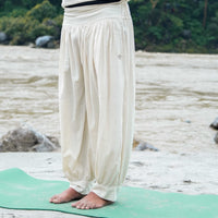 Men Cotton Yoga Pants White -Prithvi