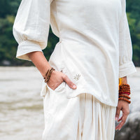 Women Cotton Yoga Pants White -Buddhi
