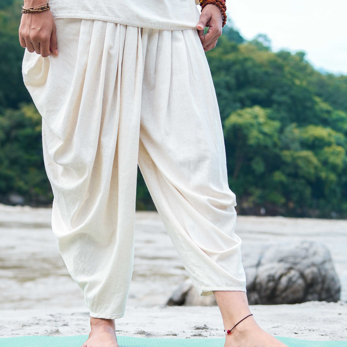 Women Cotton Yoga Pants White -Buddhi — view 6
